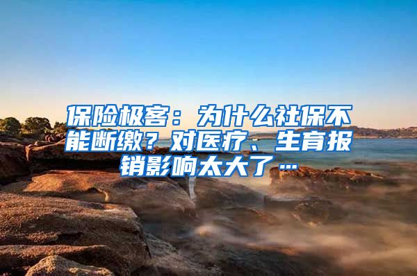 保险极客：为什么社保不能断缴？对医疗、生育报销影响太大了…