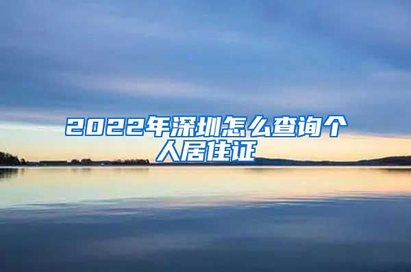 2022年深圳怎么查询个人居住证