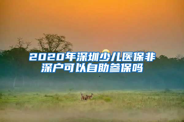 2020年深圳少儿医保非深户可以自助参保吗