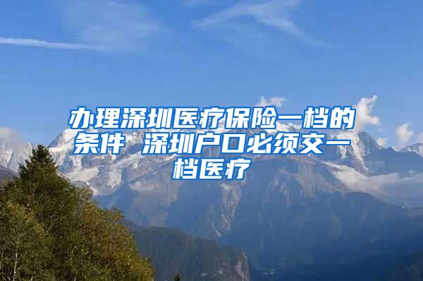 办理深圳医疗保险一档的条件 深圳户口必须交一档医疗