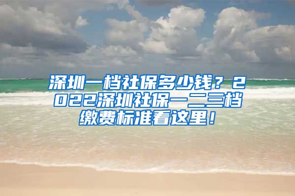 深圳一档社保多少钱？2022深圳社保一二三档缴费标准看这里！