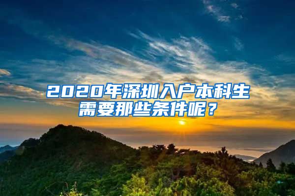 2020年深圳入户本科生需要那些条件呢？