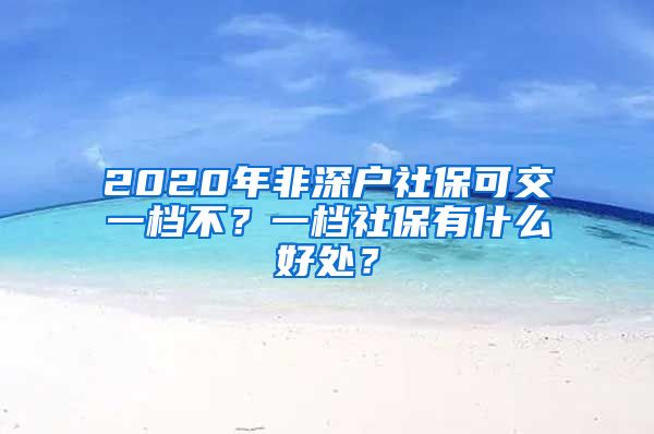 2020年非深户社保可交一档不？一档社保有什么好处？