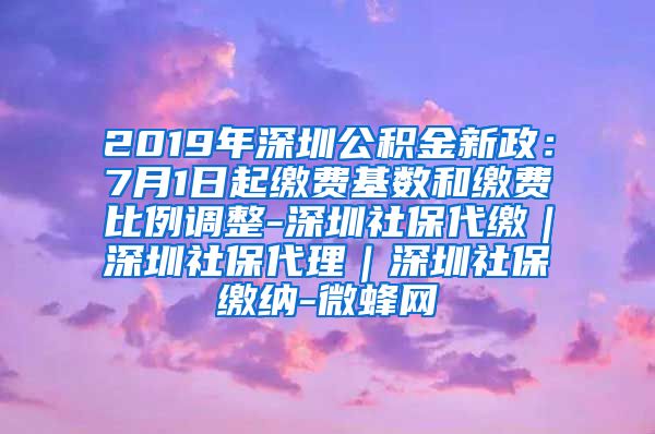 2019年深圳公积金新政：7月1日起缴费基数和缴费比例调整-深圳社保代缴｜深圳社保代理｜深圳社保缴纳-微蜂网