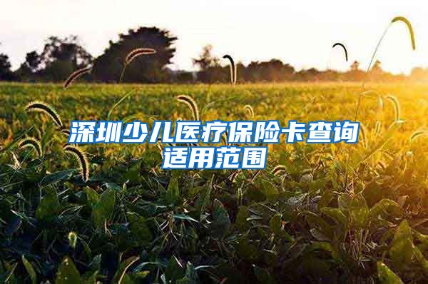 深圳少儿医疗保险卡查询适用范围