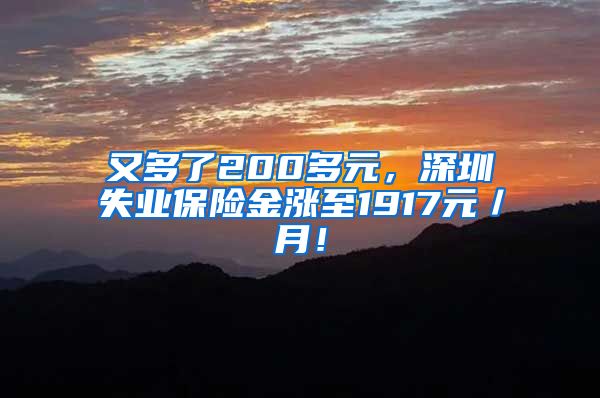 又多了200多元，深圳失业保险金涨至1917元／月！