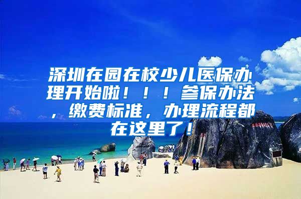 深圳在园在校少儿医保办理开始啦！！！参保办法，缴费标准，办理流程都在这里了！