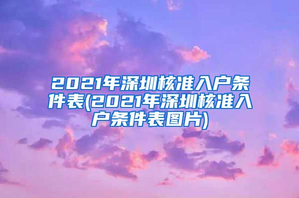 2021年深圳核准入户条件表(2021年深圳核准入户条件表图片)