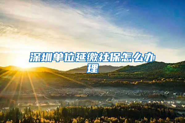 深圳单位延缴社保怎么办理