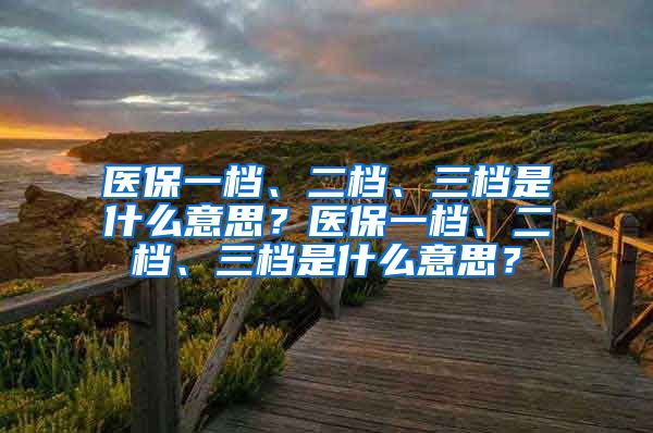 医保一档、二档、三档是什么意思？医保一档、二档、三档是什么意思？