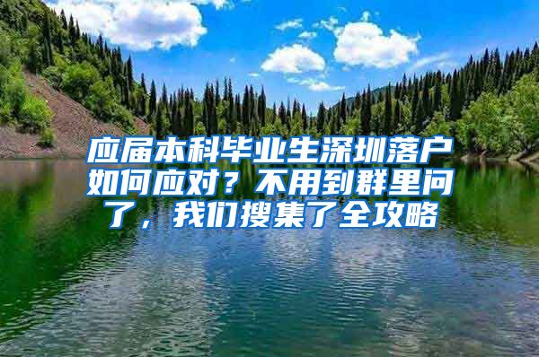 应届本科毕业生深圳落户如何应对？不用到群里问了，我们搜集了全攻略