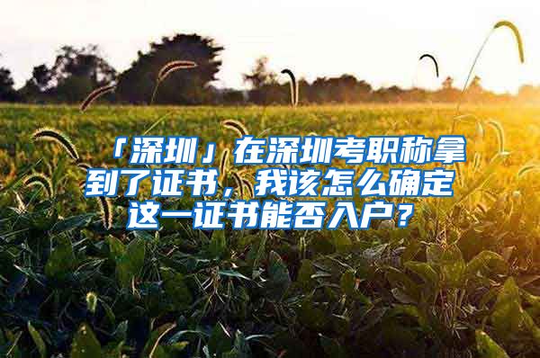 「深圳」在深圳考职称拿到了证书，我该怎么确定这一证书能否入户？