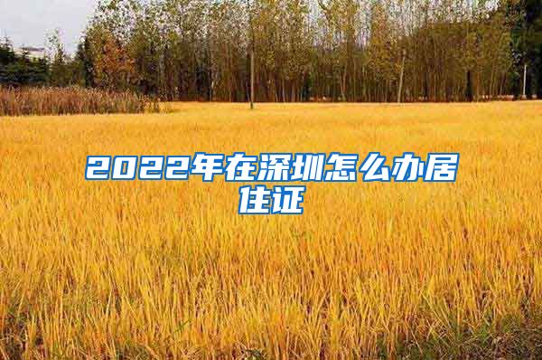 2022年在深圳怎么办居住证