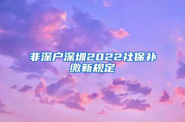 非深户深圳2022社保补缴新规定