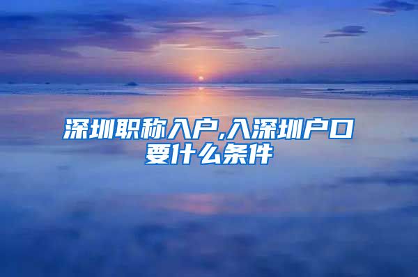 深圳职称入户,入深圳户口要什么条件