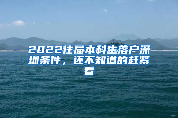 2022往届本科生落户深圳条件，还不知道的赶紧看