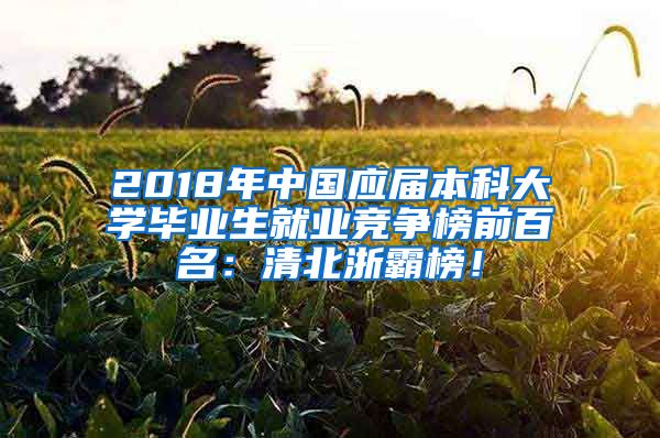 2018年中国应届本科大学毕业生就业竞争榜前百名：清北浙霸榜！