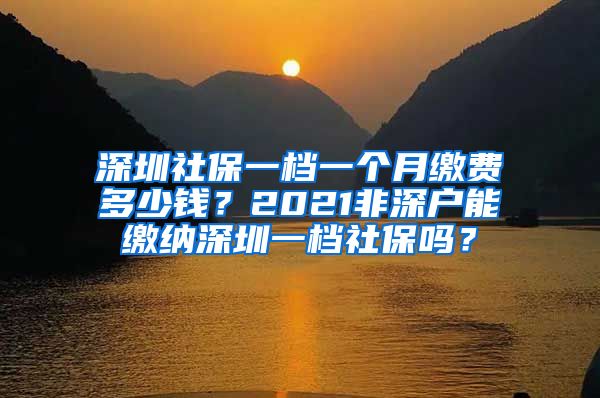 深圳社保一档一个月缴费多少钱？2021非深户能缴纳深圳一档社保吗？