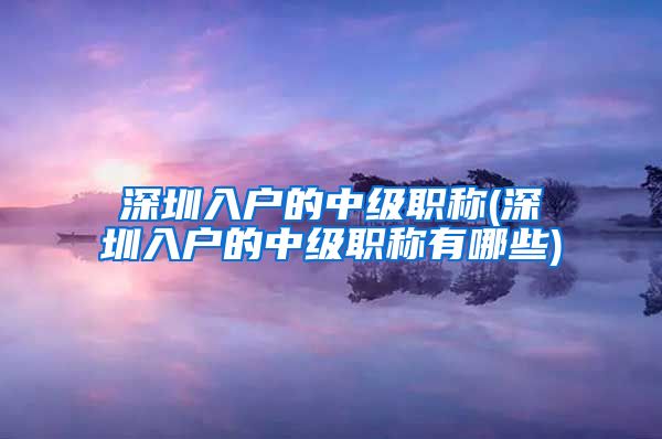 深圳入户的中级职称(深圳入户的中级职称有哪些)