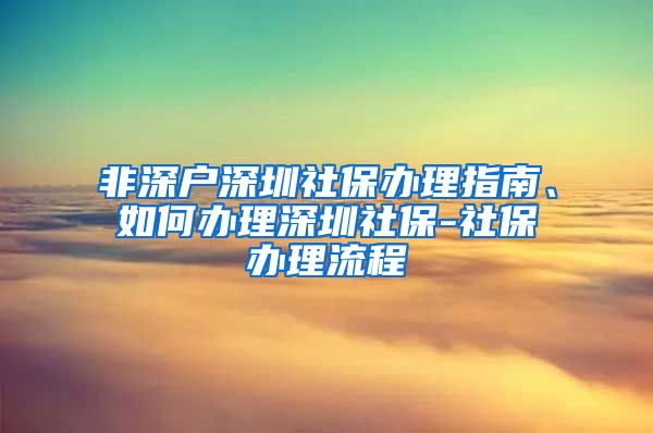 非深户深圳社保办理指南、如何办理深圳社保-社保办理流程