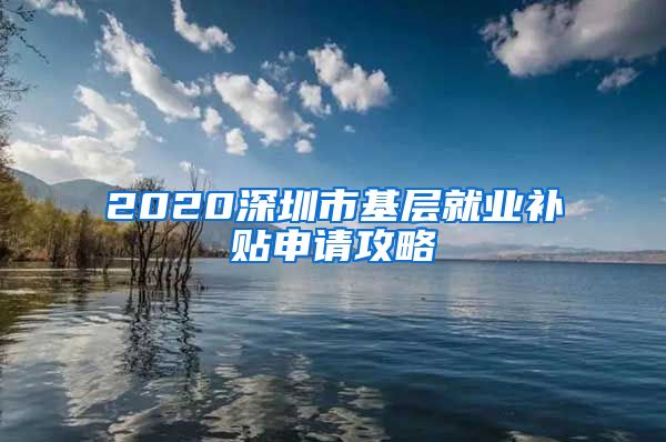 2020深圳市基层就业补贴申请攻略