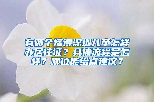 有哪个懂得深圳儿童怎样办居住证？具体流程是怎样？哪位能给点建议？