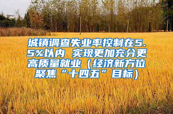 城镇调查失业率控制在5.5%以内 实现更加充分更高质量就业（经济新方位聚焦“十四五”目标）