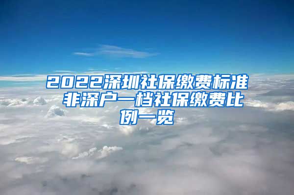 2022深圳社保缴费标准 非深户一档社保缴费比例一览