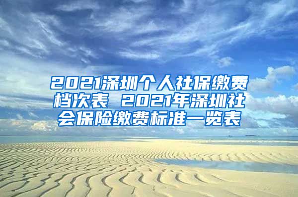 2021深圳个人社保缴费档次表 2021年深圳社会保险缴费标准一览表