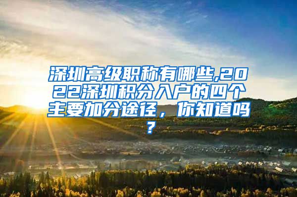 深圳高级职称有哪些,2022深圳积分入户的四个主要加分途径，你知道吗？