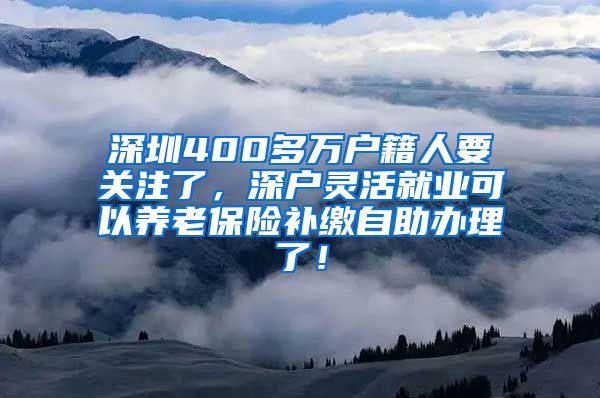 深圳400多万户籍人要关注了，深户灵活就业可以养老保险补缴自助办理了！