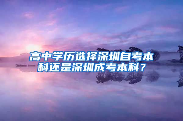 高中学历选择深圳自考本科还是深圳成考本科？