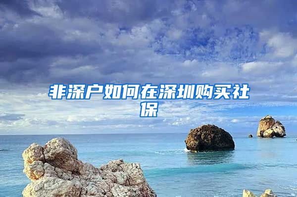 非深户如何在深圳购买社保