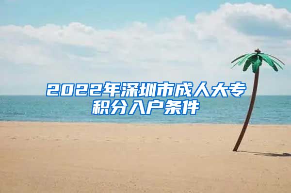 2022年深圳市成人大专积分入户条件