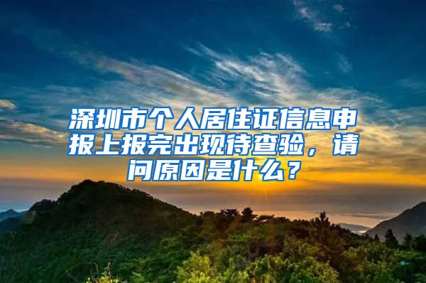 深圳市个人居住证信息申报上报完出现待查验，请问原因是什么？