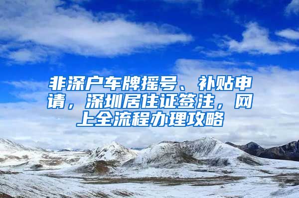 非深户车牌摇号、补贴申请，深圳居住证签注，网上全流程办理攻略