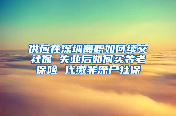 供应在深圳离职如何续交社保 失业后如何买养老保险 代缴非深户社保