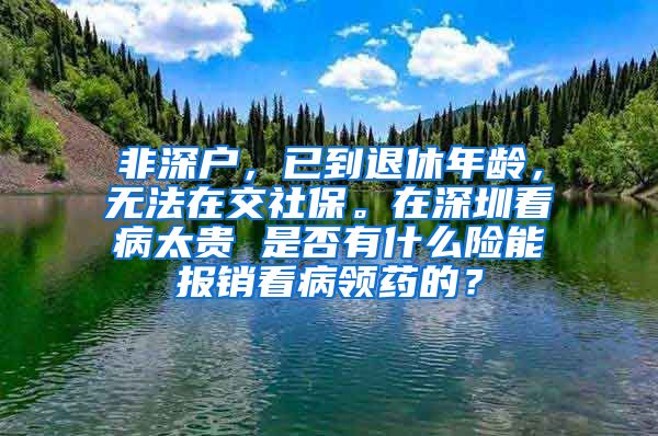 非深户，已到退休年龄，无法在交社保。在深圳看病太贵 是否有什么险能报销看病领药的？