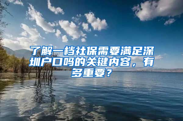 了解一档社保需要满足深圳户口吗的关键内容，有多重要？