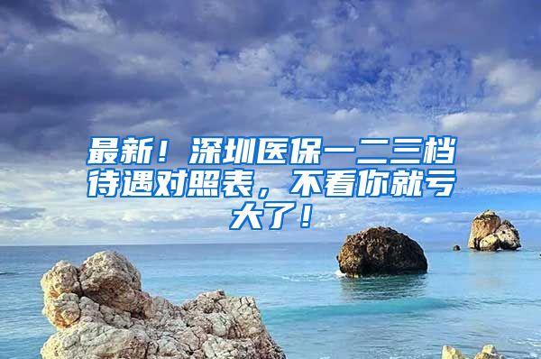 最新！深圳医保一二三档待遇对照表，不看你就亏大了！