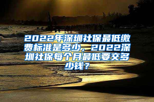 2022年深圳社保最低缴费标准是多少，2022深圳社保每个月最低要交多少钱？