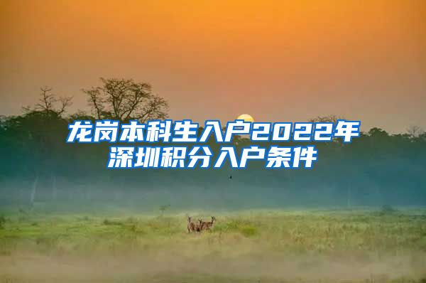 龙岗本科生入户2022年深圳积分入户条件