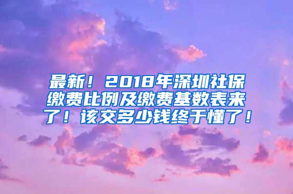 最新！2018年深圳社保缴费比例及缴费基数表来了！该交多少钱终于懂了！