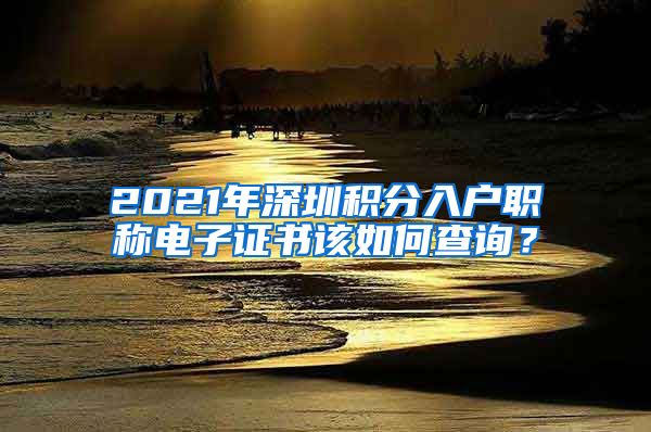 2021年深圳积分入户职称电子证书该如何查询？