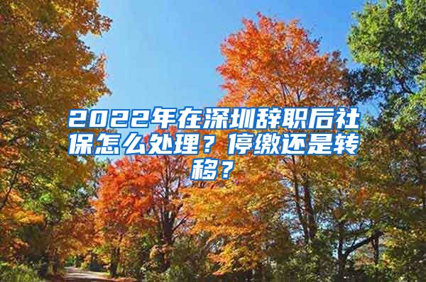 2022年在深圳辞职后社保怎么处理？停缴还是转移？