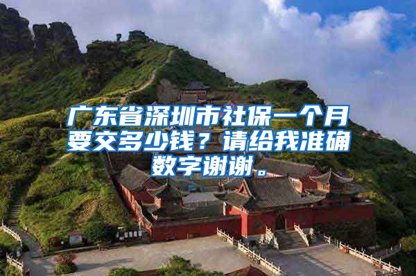 广东省深圳市社保一个月要交多少钱？请给我准确数字谢谢。