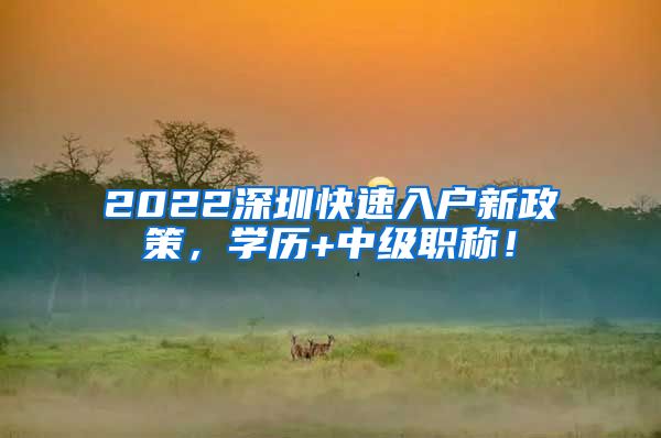 2022深圳快速入户新政策，学历+中级职称！