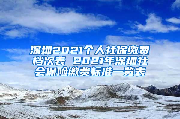 深圳2021个人社保缴费档次表 2021年深圳社会保险缴费标准一览表