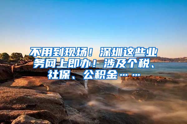 不用到现场！深圳这些业务网上即办！涉及个税、社保、公积金……