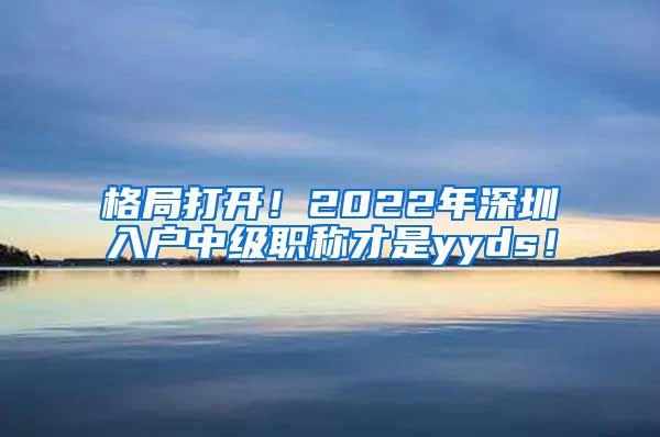 格局打开！2022年深圳入户中级职称才是yyds！